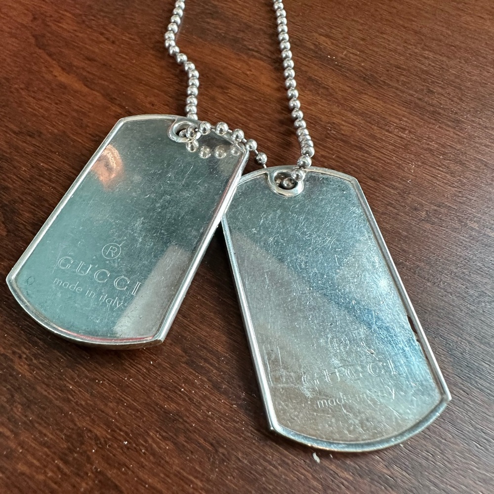 Gucci Silver Double Dog Tag Necklace
